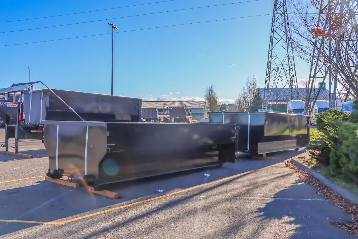 Roll-off dumpster ready for waste disposal at job site for 12 Yard Dumpster Rental in Galion